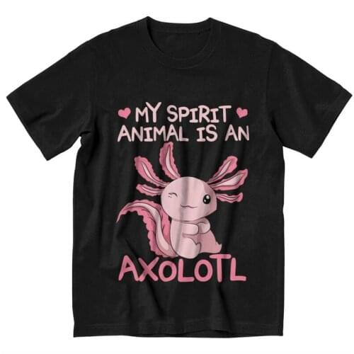 My Spirit Animal Is An Axolotl T Shirts Short Sleeved Salamander Animal T-shirt Streetwear Tee Pure Cotton Regular Fit Tshirts