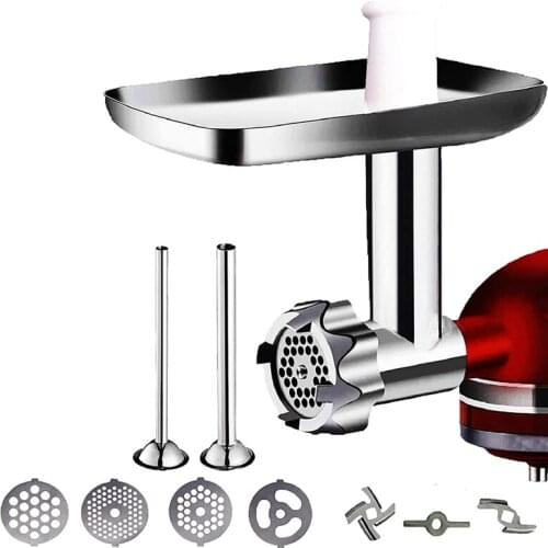 HOT SALE Meat Grinder Attachment, Meat Grinder Kitchen Auxiliary Accessory, Including 2 Sausage Filling Tubes, 4 Grinding Discs