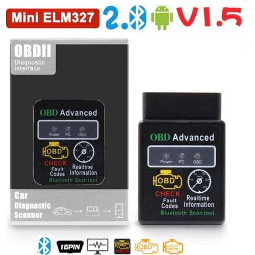 HH OBD 2 Mini ELM327 Bluetooth Diagnostic Interface Advanced ELM 327 OBD2 Scanner for Android OBDII Code Reader