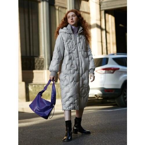 IRINACH296 FALL WINTER 2020 COLLECTION New Arrival Light Gray Long Women Duck Down Jacket Winter Coat