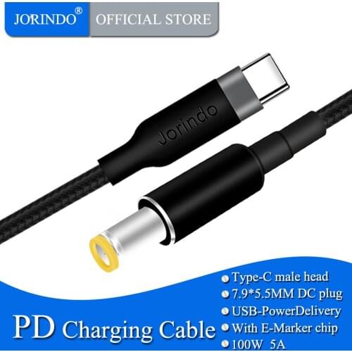 JORINDO Lenovo notebook power fast charging 100W charging cable for Type-C male plug to DC7.9*5.5MM plug,5A large current