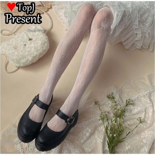New Lolita Beautiful Girl Bow Lace Hollow Retro Pantyhose Animation Pantyhose Woman Sweet Lolital stocking