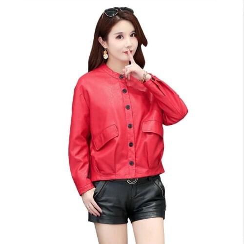 Plus Size 3XL Leather Jacket Women Coats New 2021 PU Womens Leather Clothing Short Slim Motorcycle Female Leather Coat Black