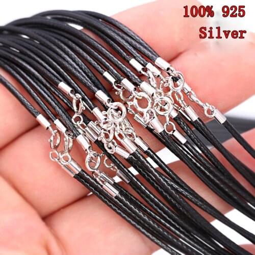 Hot Sale 40/45cm DIY Handmade Leather Braided Rope Necklaces Pendant Charms Findings Spring Clasp Wax line