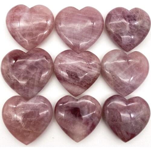 Lovely 1PC Natural Lavender Rose Quartz Love Heart Shape Specimen Healing Polished Stone Gemstones Natural Stones and Crystals