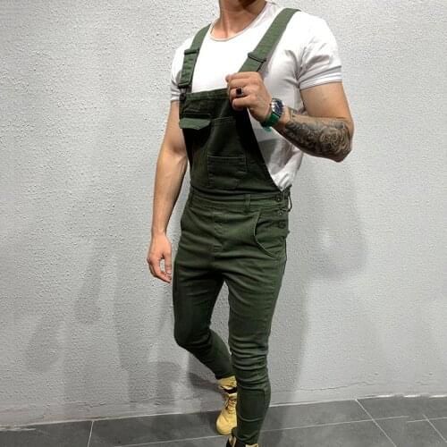 Fashion Mens Ripped Jeans Jumpsuits High Street Distressed Denim Bib Overalls For Man Suspender Pants Size S-XXL