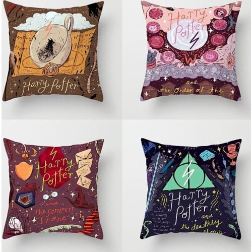 Cartoon animation Art letter design Skull Magic broom Pillowcase Sofa car back cushion cover Polyester Home decoration