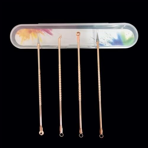 4PCS Stainless Steel Blackhead Comedone Kit Acne Pimple Belmish Extractor Vacuum Blackhead Remover Dots Cleaner Tool