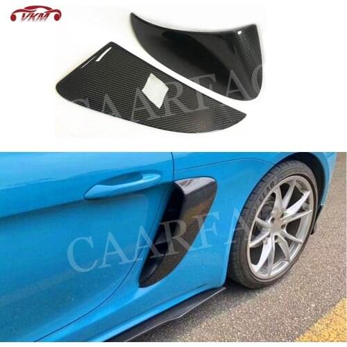 Rear Fender Air Vents Trims Cover Stickers fit for Porsche 718 Cayman Boxster Base S 2016-2019 Carbon Fiber Exterior Decoration