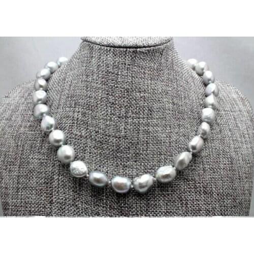 CHARMING 18INCH 10-11mm SOUTH SEA BAROQUE GREY PEARL NECKLACE