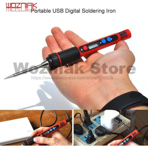 Portable Digital LCD USB Soldering Iron 5V 10W Ferro De Solda Adjustable Temperature Solder Iron Welding Tools