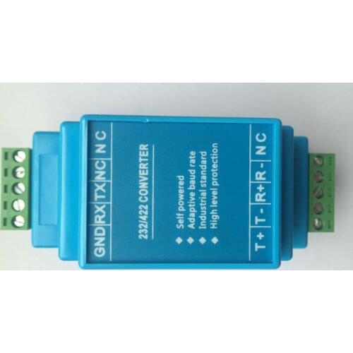 Industrial grade RS232 to RS422 converter passive adaptive baud rate self electric rail installation