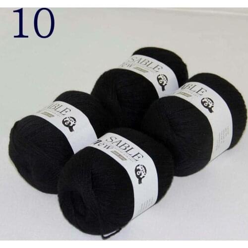Sale Super Soft 4X50g Pure Sable Cashmere Wrap Shawls Hand Knit Wool Crochet 243-10 Black