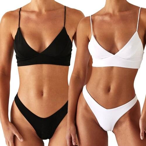 2pcs Sexier Women Summer Bikini Swimwear Bikini Set Padded Bra Tie Side G-String Thong Beach Swimsuit Bathing Suit B2Csh