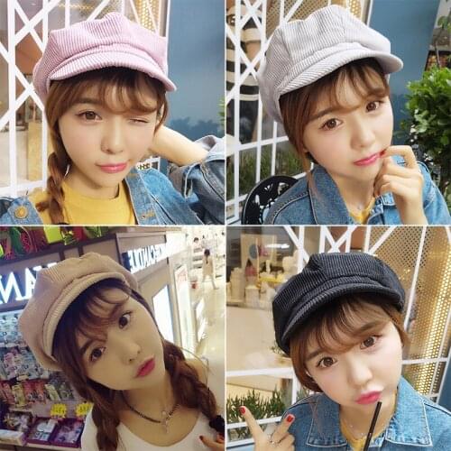 Fashion Accessories Women Hat Vintage Corduroy Baker Boy Hat Classic Solid Newsboy Cap Unisex Winter Hat Baker Boy Hat