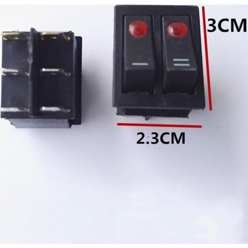 Replacement Rocker Double Button Switch for Midea Electric Baking Pan 6-pin 2-gear Power Switch for Jiuyang Electric Baking Pan