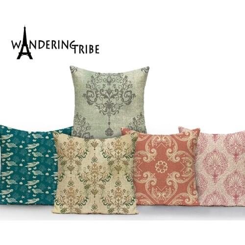 Vintage Mandala Throw Pillows Case Floral Geometric Sofa Decorative Pillow Cases Abstract Stripe Decor Cushion Cover Almofadas