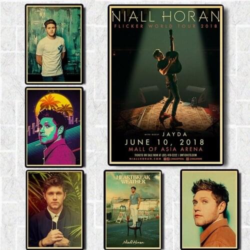 Vintage Famous Singer Niall Horan Poster Art Portrait Painting Kraft Paper Prints and Posters Home Room Decorative Wall Stickers