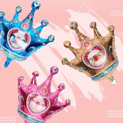 1Pc Aluminum Foil Balloon Gold Blue Rose Red Diamond Crown Party Valentines Day Gift Birthday Decorations Supplies