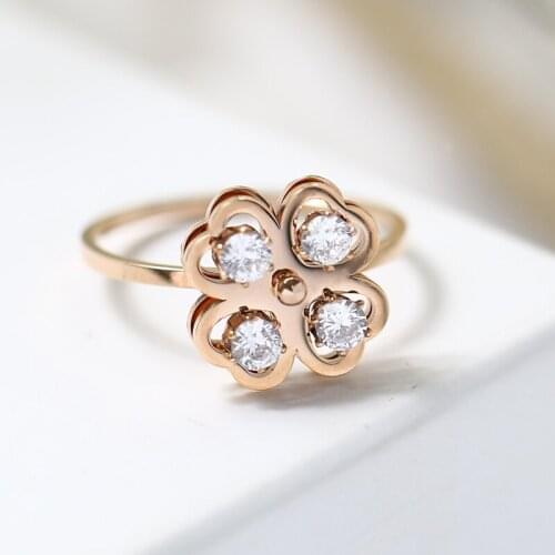 YUN RUO 2018 New Fashion Swiveling Flower Rings Rose Gold Color Woman Gift Party Titanium Steel Jewelry Top Quality Not Fade