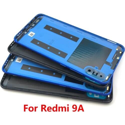 Back Glass Rear Cover For Xiaomi Redmi 9A Battery Door Housing Battery Back Cover With Power Volume Side Button Key