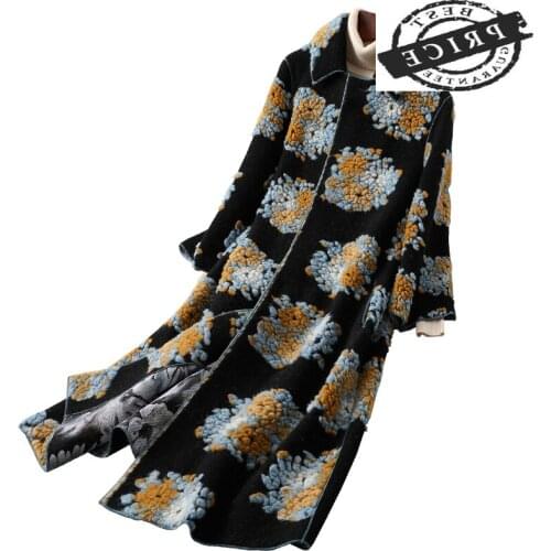 Real Fur Coat Female Vintage Long Sheep Shearing Jacket Women Clothes 2021 Korean Floral Wool Coats Jackets Tops Hiver 15