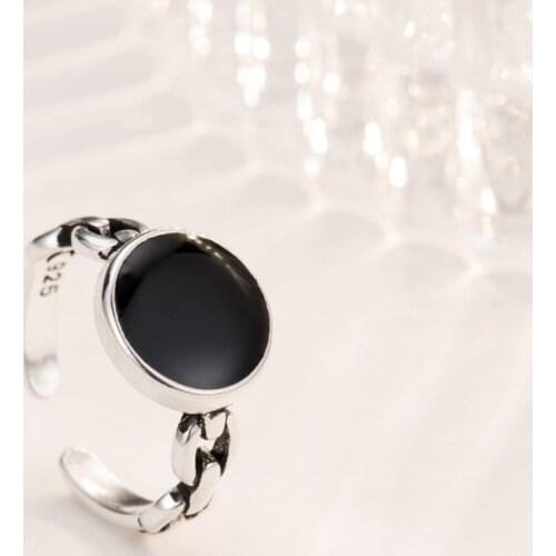 REETI 925 Sterling Silver Open Round Rings For Women Vintage Style Lady Prevent Allergy Sterling-silver-jewelry