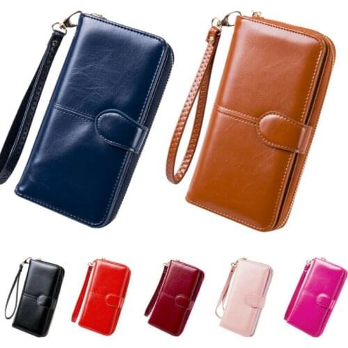 7 Colors Womens Long Leather Clutch Solid Wallet Large Capacity Purse Card Holder Zipper
