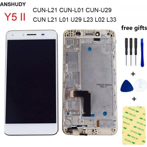 LCD For Huawei Y5 2 Y5II CUN U29 L21 L01 L02 L03 L22 L23 L33 LYO L21 LCD Display Screen Touch Screen Digitizer Assembly Frame