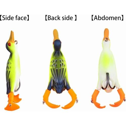 1pc Rotating flipper Duck Fishing Lure Duckling Fishing Frog Lure 9.5cm 11.5g Artificial soft Bait pesca Bass fishing tackle