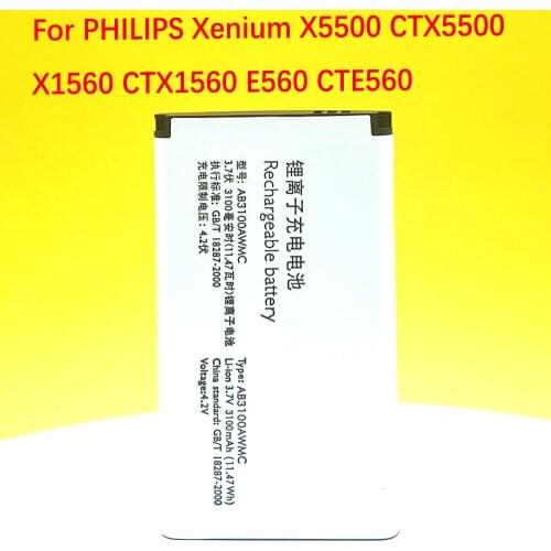 WISECOCO 100% Original AB3100AWMT AB3100AWMC Battery For PHILIPS Xenium X1560 X5500 CTX5500 CTX1560 Mobile phone+Tracking Number