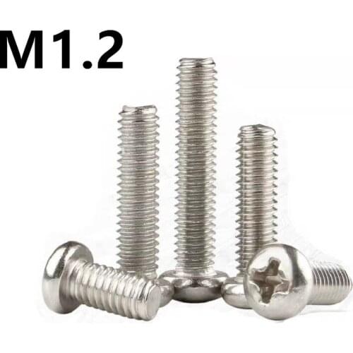 1000pcs/lot M1.2x3/4/5/6/8mm PM GB818 Nickel plated pan head semi-circular head cross machine screw