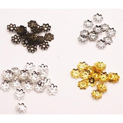 200pcs 6mm 8mm fashion vintage jewelry gift Flower Hat Isolation Jewelry Bead caps for woman Headwear Bracelets/ Necklace