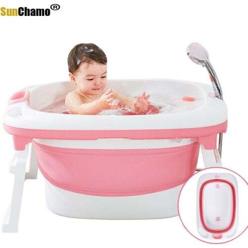 2021 Fashion Large Baby Bathtub Seat Universal Folding Large Children Bathtub Baby Bucket Security Folding Baby Shower Bathtubs
