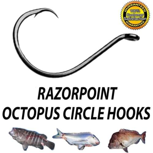 500pcs Octopus Circle Hooks Chemically Sharpened Offset Fishing Hooks Sharp Black High Carbon Steel for Saltwater Boat Fishing