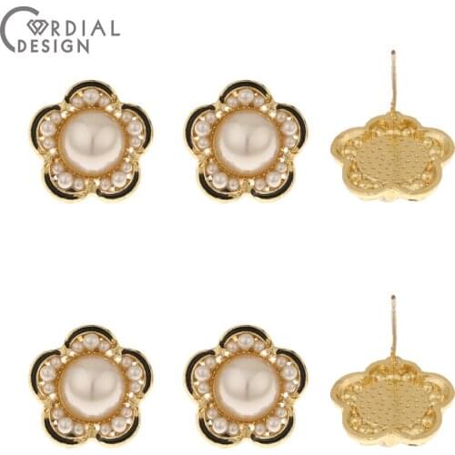Cordial Design 50Pcs 15*15MM Jewelry Accessories/Paint Effect/Imitation Pearl/Earring Findings/Flower Shape/Earrings Stud/DIY