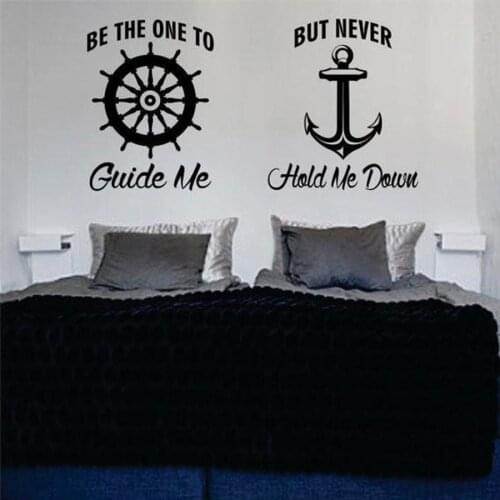 Be the One to Guide Me Anchor Wall Sticker Wheel Wall Decal Art Sticker Vinyl Home Decor Bedroom Living Room Nautical Ocean N225
