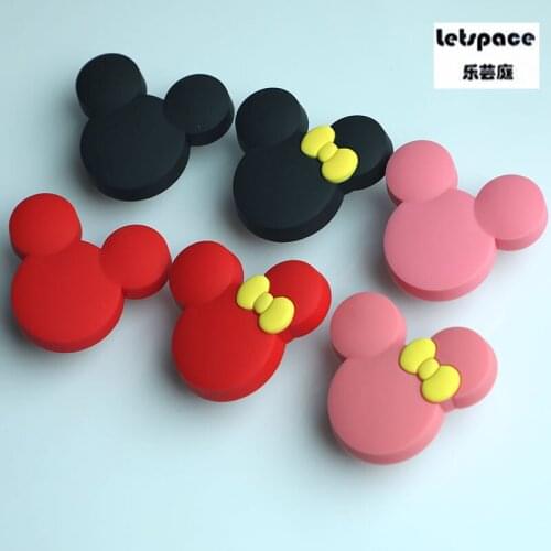 Free Shipping NEW cute cartoon Childrens room environmental protect Knob Black drawer single hole Handle Furniture cabinet Pull
