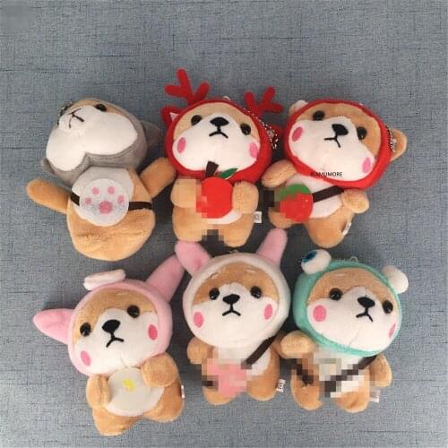Little Girls Key Chain Small Toy , 12PCS Mix Designs 10CM New Year Dog Plush Stuffed Animal Doll