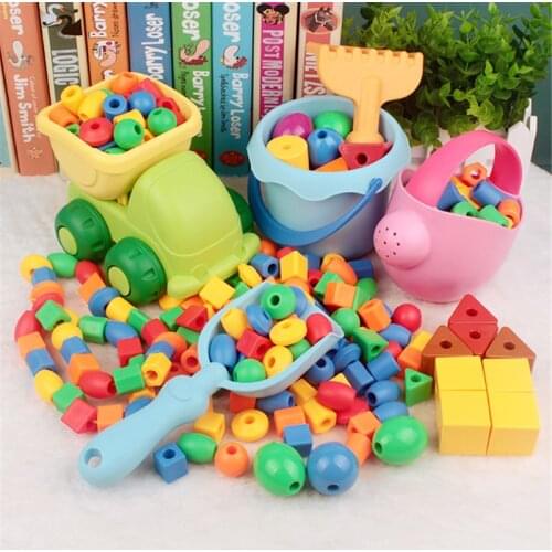 Preschool Large Lacing Beads for Kids - 70 Stringing Beads with 4 Strings Toddler Montessori Toys for Toddlers Occupational Ther