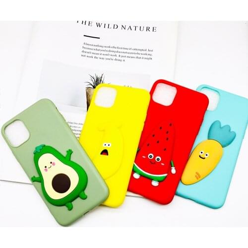 3D Cute Fruit Cartoon Case sFor iphone 11 12 Pro Max Case For iphone XR XS Max 6 6S 7 8 Plus X Soft Silicone Phone Back Cover