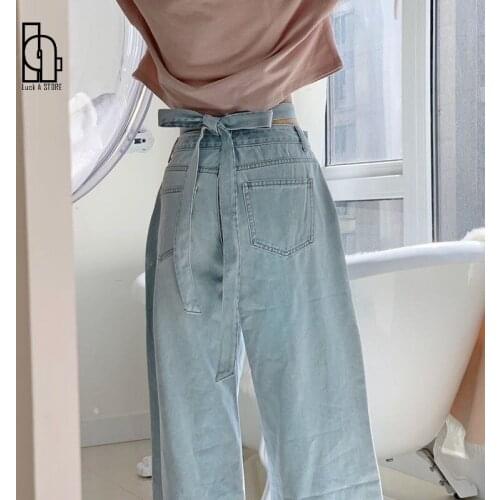 Cross Straps High Waist Korean Fashion Wide Leg Jeans Women Casual Aesthetic Hip Hop Gothic Pockets Straight Denim Jeans Female