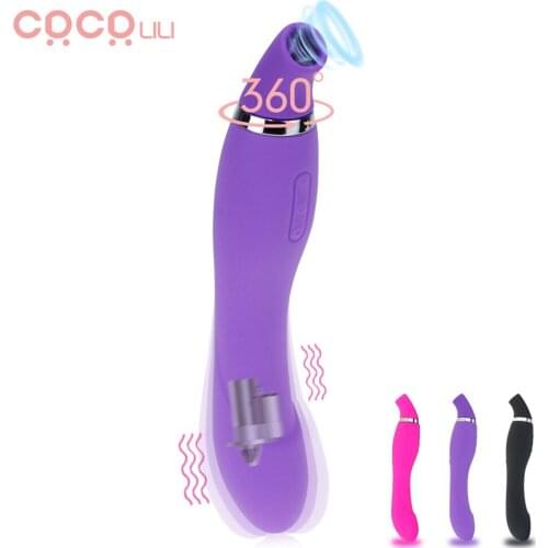 Clit Sucker Dildo Vibrator 10 Suction Modes Oral Licking Double End Erotic Sex Toys for Women Clitoris Stimulator Nipple Sucking