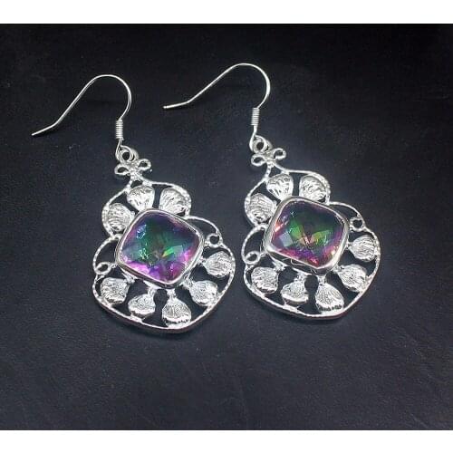 Gemstonefactory Big Promotion Unique 925 Silver Mystical Origin Fire Topaz Women Jewelry Gifts Dangle Drop Earrings 20213781