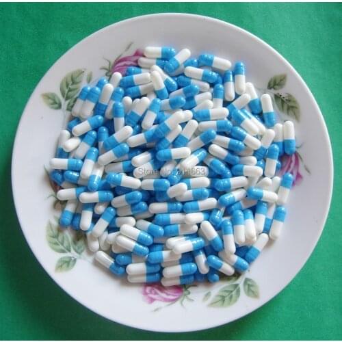 3# capsules,1000pcs, blue-white colored capsule,gelatin empty capsule 3# (Joined or seperated capsules available!)