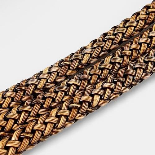 1meter Coffee color Braid Leather Flat Cord for 9*5mm Necklace Bracelet Making Rope For DIY Fashion Jewelry Accessories