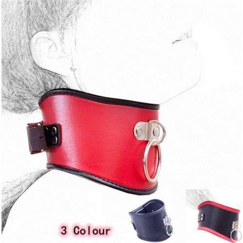 3 Colour Adjustable Leather Neck Stretching Posture Choker Neck Collar Gothic Roleplay Costume for Men Women Cosplay
