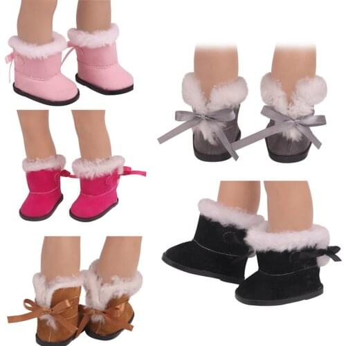 Doll Shoes Plush Winter Warm Snow Boots Shoes for 18 Inch Dolls Mini Shoes