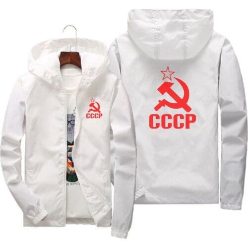 Women Zipper Mens CCCP Russia Soviet Slim Fit Outdoor Sports Pilot Jacket Coat Hooded Windbreaker Mens Jacket Plus Size S-7XL