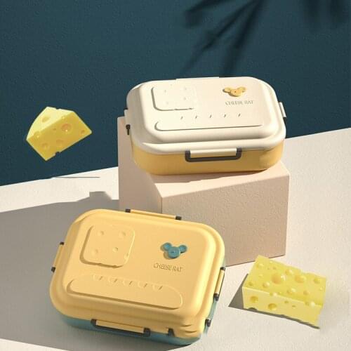 Stainless Steel Lunch Box Containers Cute Contrast Color Double-layer Grid Lunch Box Student Office Worker Bento Lunch Box